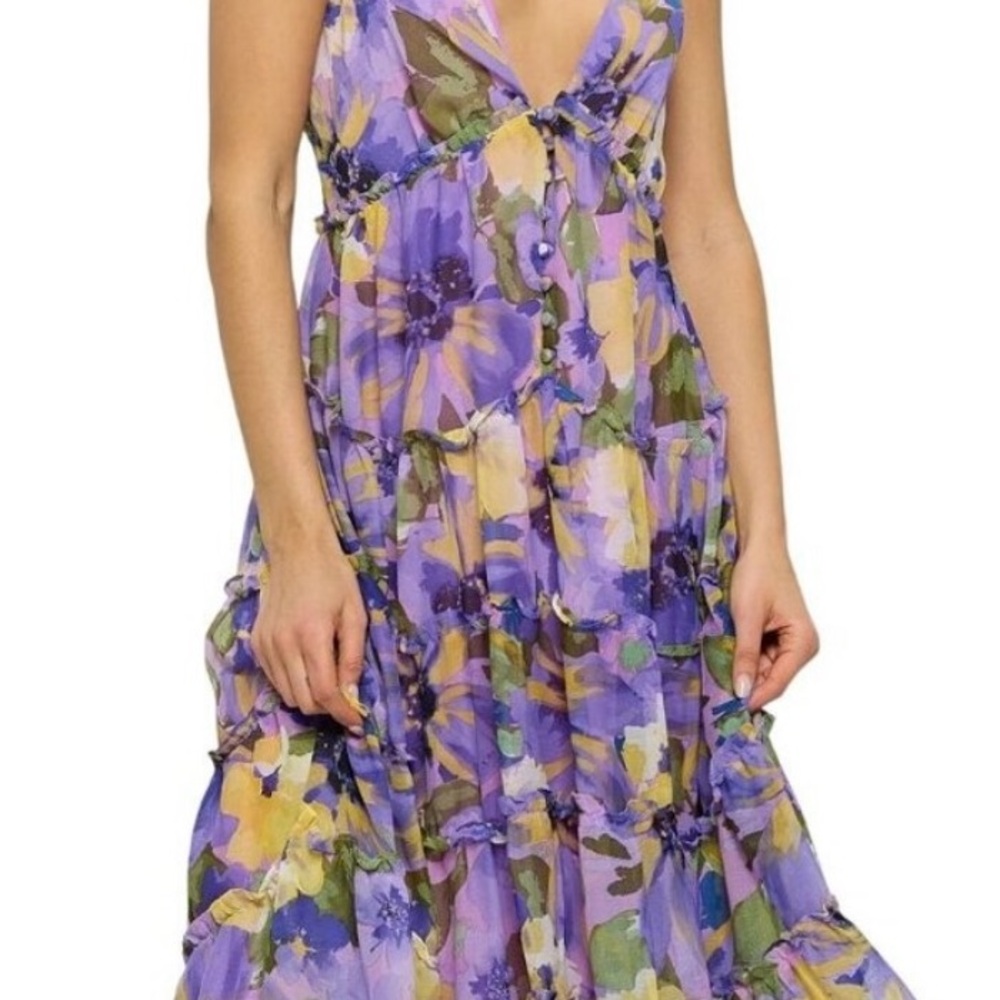 Storia Purple and Yellow Maxi Dress